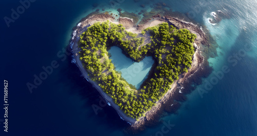 heart shaped island, ai generated.