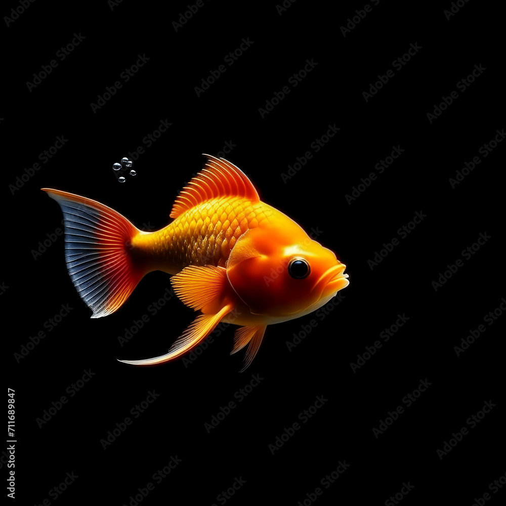 a bright aquarium fish on a black background. artificial intelligence generator, AI, neural network image. background for the design. a bright aquarium fish on a black background. artificial intelligence generator, AI, neural network image. background for the design.