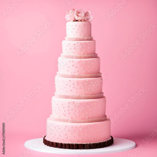 tall white cake with buttercream, Birthday, Wedding, sweet dessert for the holidays. artificial intelligence generator, AI, neural network image. background for the design.