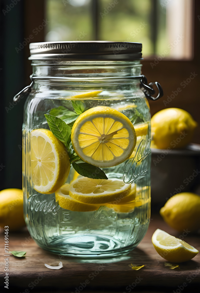 lemon juice in a glass mason jar with mint lemon juice in a glass mason jar with mint