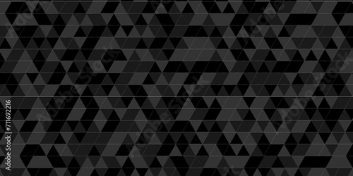 Abstract Black and gray square triangle tiles pattern mosaic background. Modern seamless geometric dark black pattern low polygon and lines Geometric print composed of triangles.