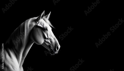 Fényképezés a horse on a dark background, a beautiful steed, equestrian sports