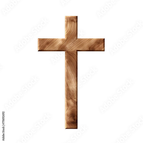 wooden cross isolated on transparent background.