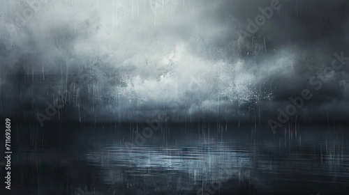 Slate Serenade: A Slate Gray Background with Drifting Clouds and Soothing Rain, Eliciting Contemplation