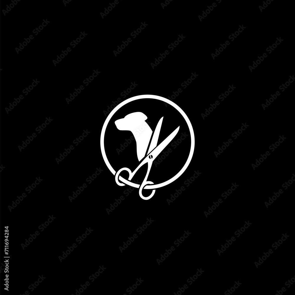 Groomer cut dog icon. Dog grooming logo design template. Groomer cut dog icon. Dog grooming logo design template.