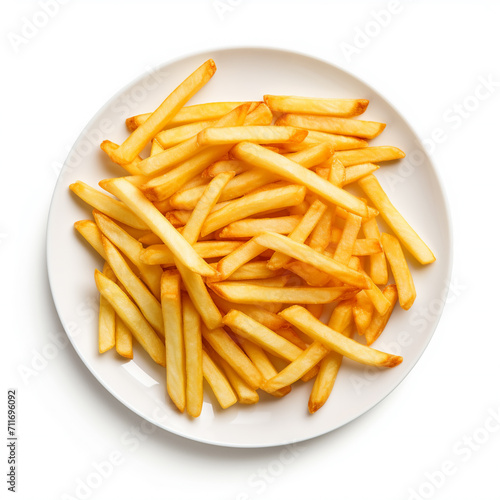 Plate of tasty French fries, AI Generative.