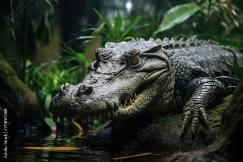 Sungei Bulohs Estuarine Crocodile in Singapore © darshika