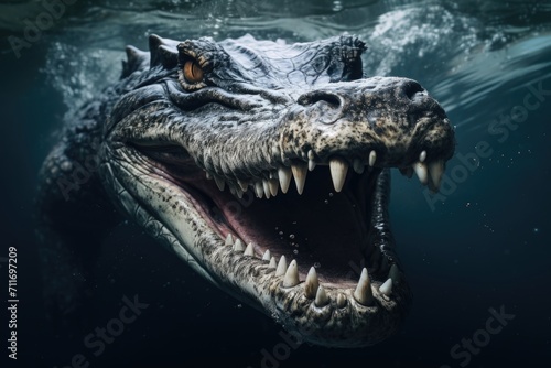 Crocodiles Head in Australian Water.