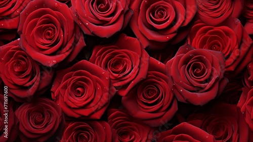 red roses arranged together in a bunch