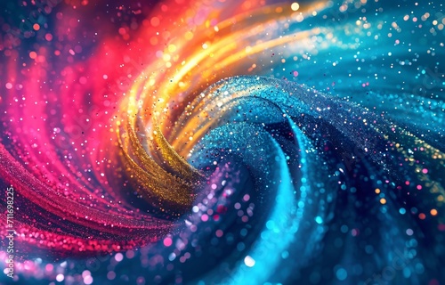 The vibrant life of a galaxy, captured in a swirling fusion of color, light, and glitter.