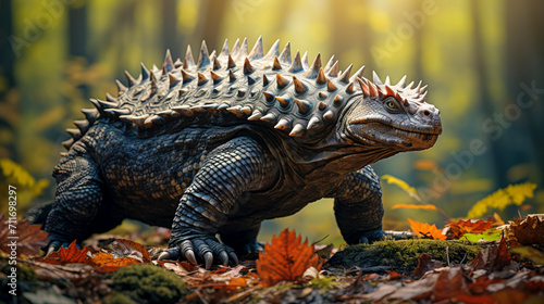 Realistic Ankylosaur Dinosaur in Natural Habitat created with Generative AI technology © Fernando Cortés
