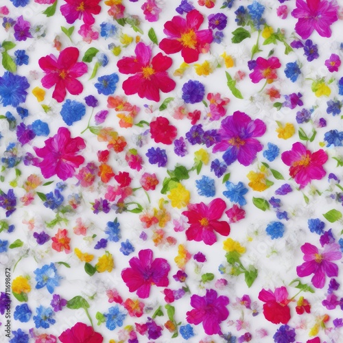 Acrylic flowers. Abstract seamless pattern. AI generated.