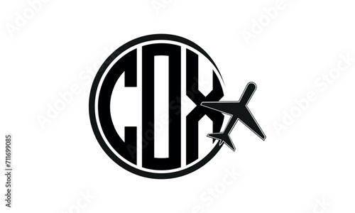 COX three initial letter circle tour & travel agency logo design vector template. hajj Umrah agency, abstract, wordmark, business, monogram, minimalist, brand, company, flat, tourism agency, tourist