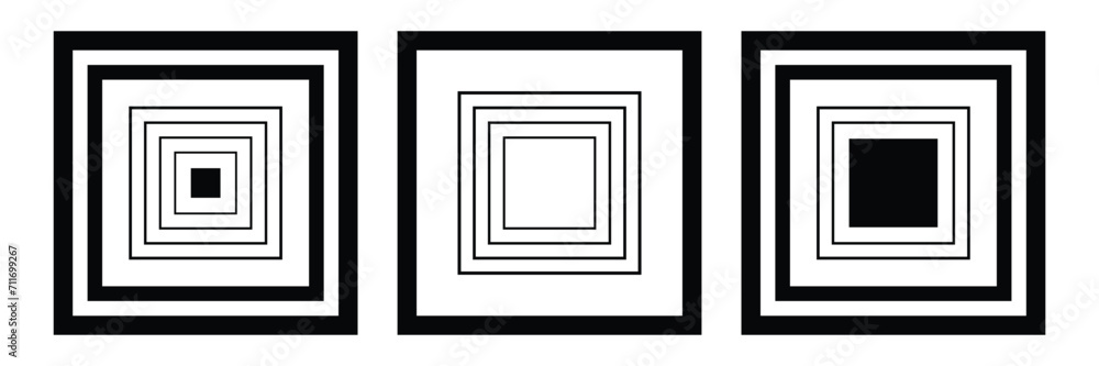 Abstract Geometric Square Black and White Design Elements Set. Abstract Geometric Square Black and White Design Elements Set.