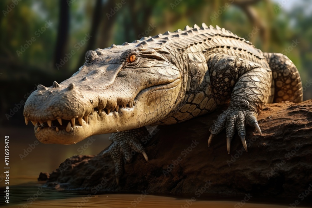 Fototapeta premium Freshwater crocodile native to Iran and Indian subcontinent.