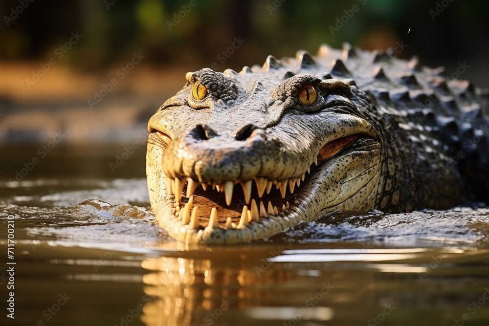 Fototapeta premium Portrait of a Saltwater Crocodile in Daintree Rainforest, Australia