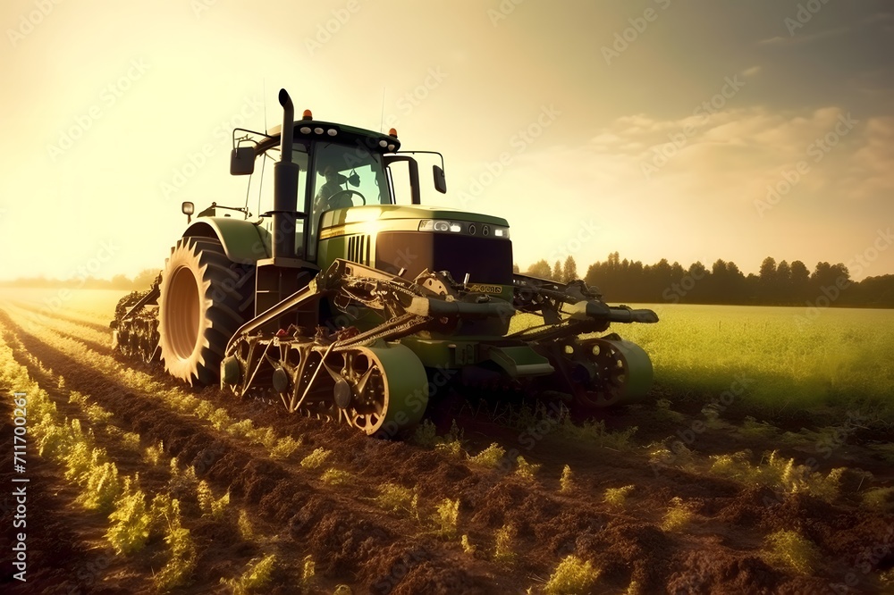 Fototapeta premium Combine harvester working in a wheat field