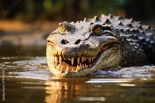 Portrait of a Saltwater Crocodile in Daintree Rainforest  Australia