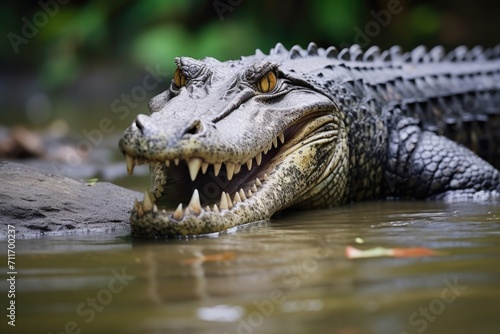 Portrait of a Saltwater Crocodile in Daintree Rainforest  Australia