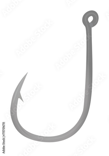 Grey fish hook. vector illustration