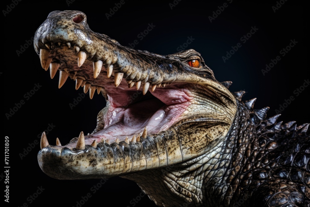Crocodile with open mouth and sharp teeth. Crocodile with open mouth and sharp teeth.