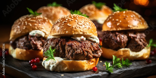 Delicious Gourmet Cheeseburger - Juicy, Flavorful, and Irresistible Fast Food on a Rustic Wooden Table