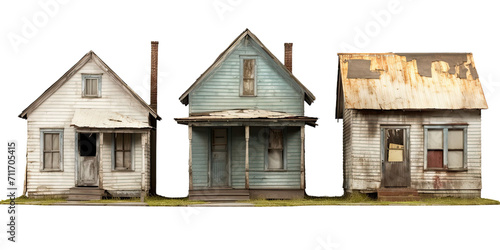 An old American single-family house, poor conditions, isolated 