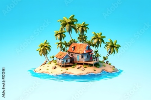 House on a small island in the ocean © Mahmud7