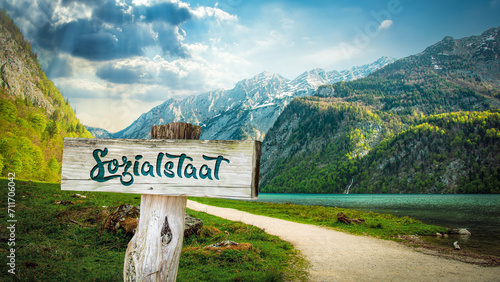 Canvastavla Signposts the direct way to welfare State