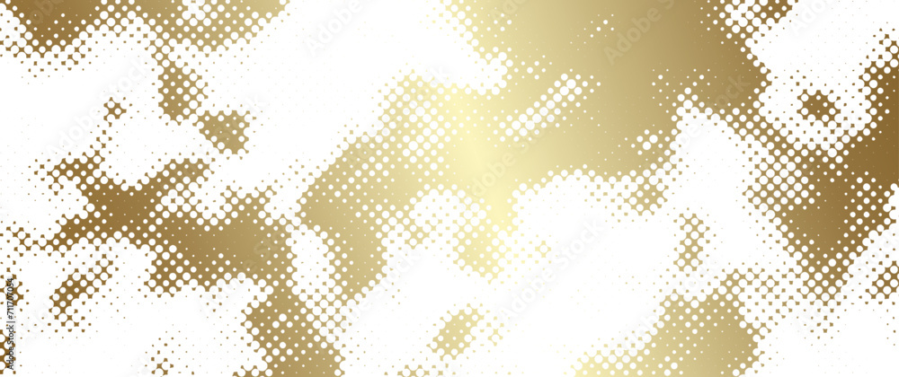 Premium gold halftone vector art background for cover design, invitation, poster, flyer, wedding card, luxe invite, business banner, prestigious voucher. Luxury golden illustration. - obrazy, fototapety, plakaty 