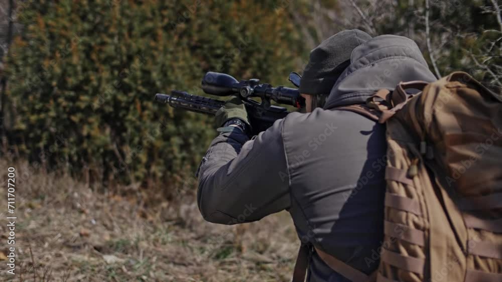 Special forces soldier during a tactical exit fire Special forces soldier during a tactical exit fire