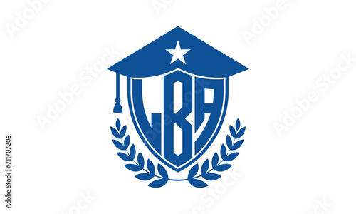 LBA three letter iconic academic logo design vector template. monogram, abstract, school, college, university, graduation cap symbol logo, shield, model, institute, educational, coaching canter, tech photo