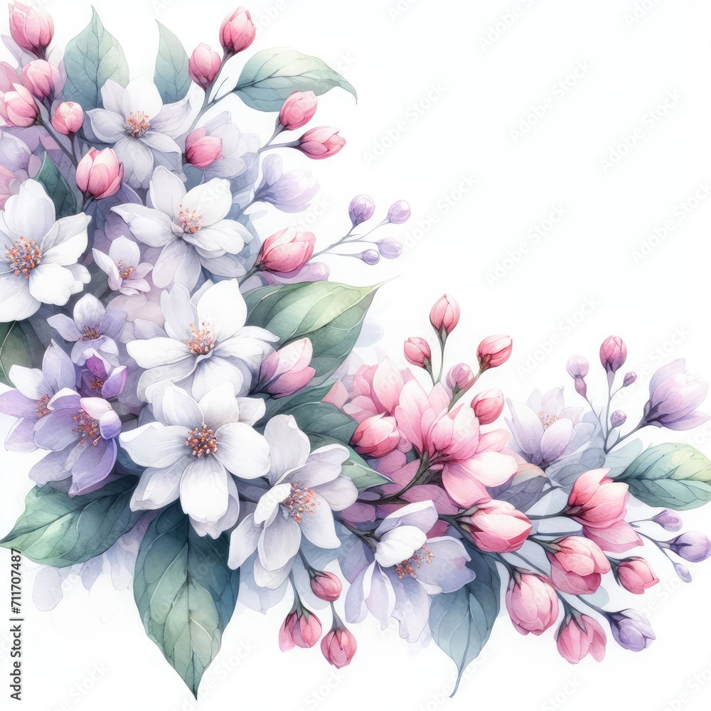 Watercolor Illustrations of Lilac Flowers: Delicate Blossoms in a Spring Garden