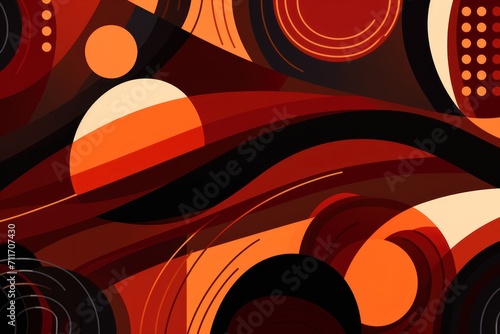 Colorful animated background, in the style of linear patterns and shapes, rounded shapes, dark orange and maroon, flat shapes