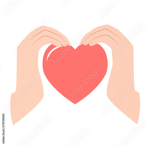 Hand heart. Making heart sign with both hands. Expressions love to you  message of love hand gesture. Cute vector illustration in flat style.