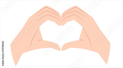 Hand heart. Making heart sign with both hands. Expressions love to you  message of love hand gesture. Cute vector illustration in flat style.