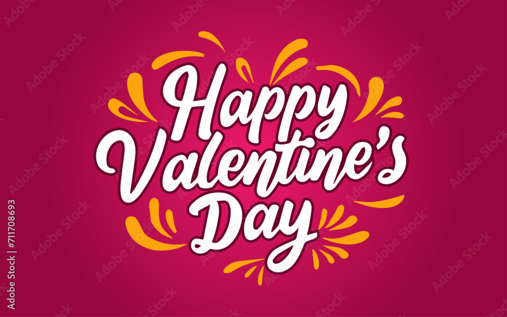 happy valentines day lettering calligraphy pink background. vector illustration