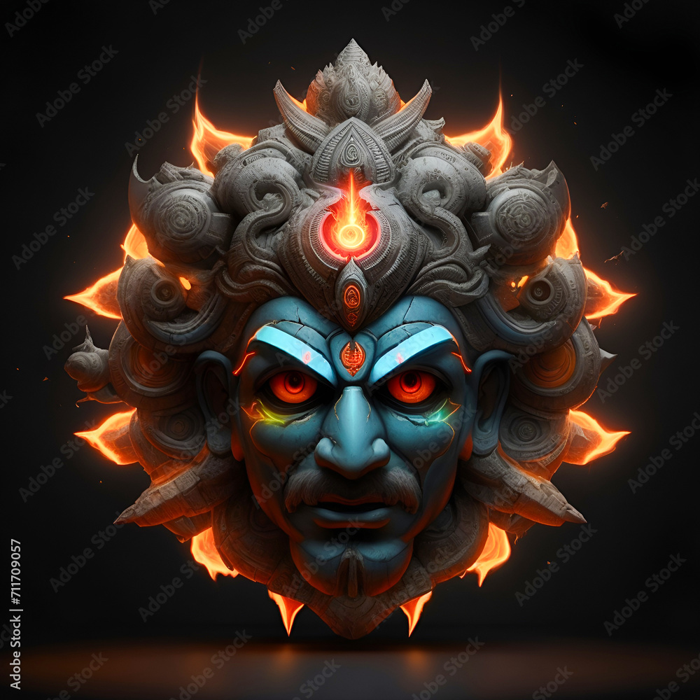 3D Gods and heroes illustration on dark backround
