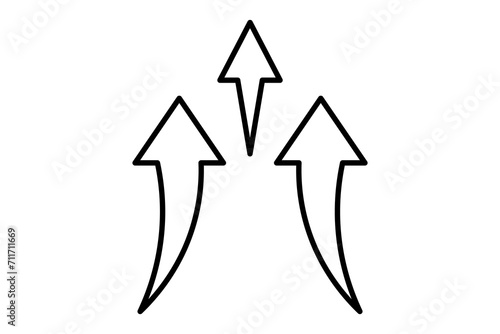 upward arrow icon. icon related to graduation and achievement. suitable for web site, app, user interfaces, printable etc. line icon style. simple vector design editable