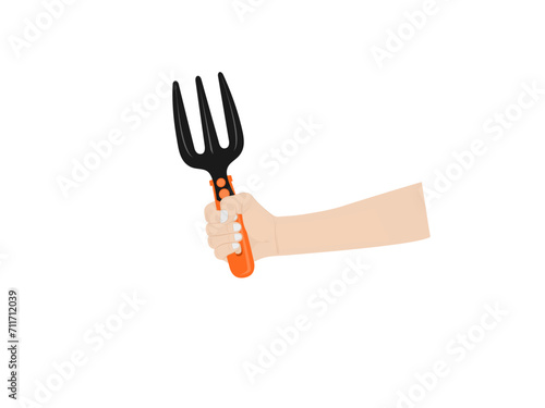 Shoveling soil on a white background.