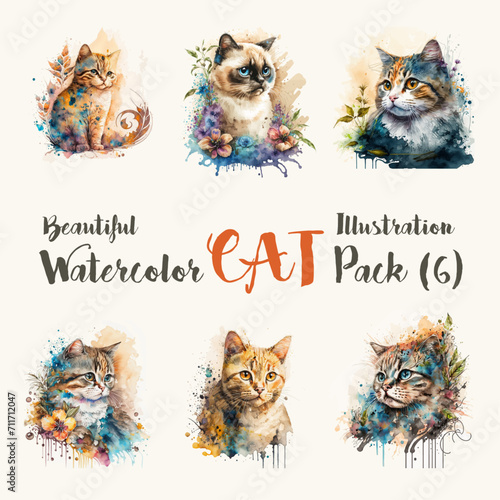 This beautiful cat watercolor illustration is the perfect addition to any cat lover's collection. The vibrant colors and intricate details bring this adorable feline to life.