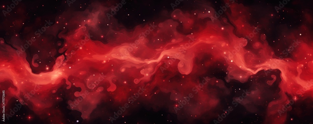 Crimson magic starry night. Seamless vector pattern with stars texture marble - obrazy, fototapety, plakaty 