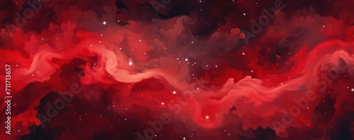 Crimson magic starry night. Seamless vector pattern with stars texture marble