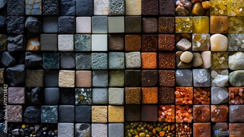 Abstract Mosaic of Weathered Tiles in Earthy Tones