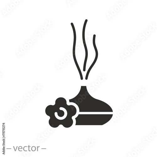 oil burner icon, electric aroma diffuser, flat symbol on white background - vector illustration
