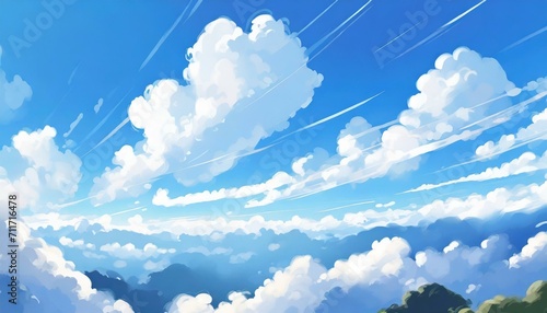アニメ風の雲と青空_01
