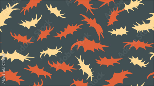 Watercolor Retro seamless pattern with flowers. Element for Halloween events. Crawfish seamless pattern. Vector seamless pattern with bats.