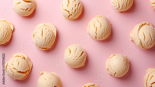  ice cream scoops on pastel background
