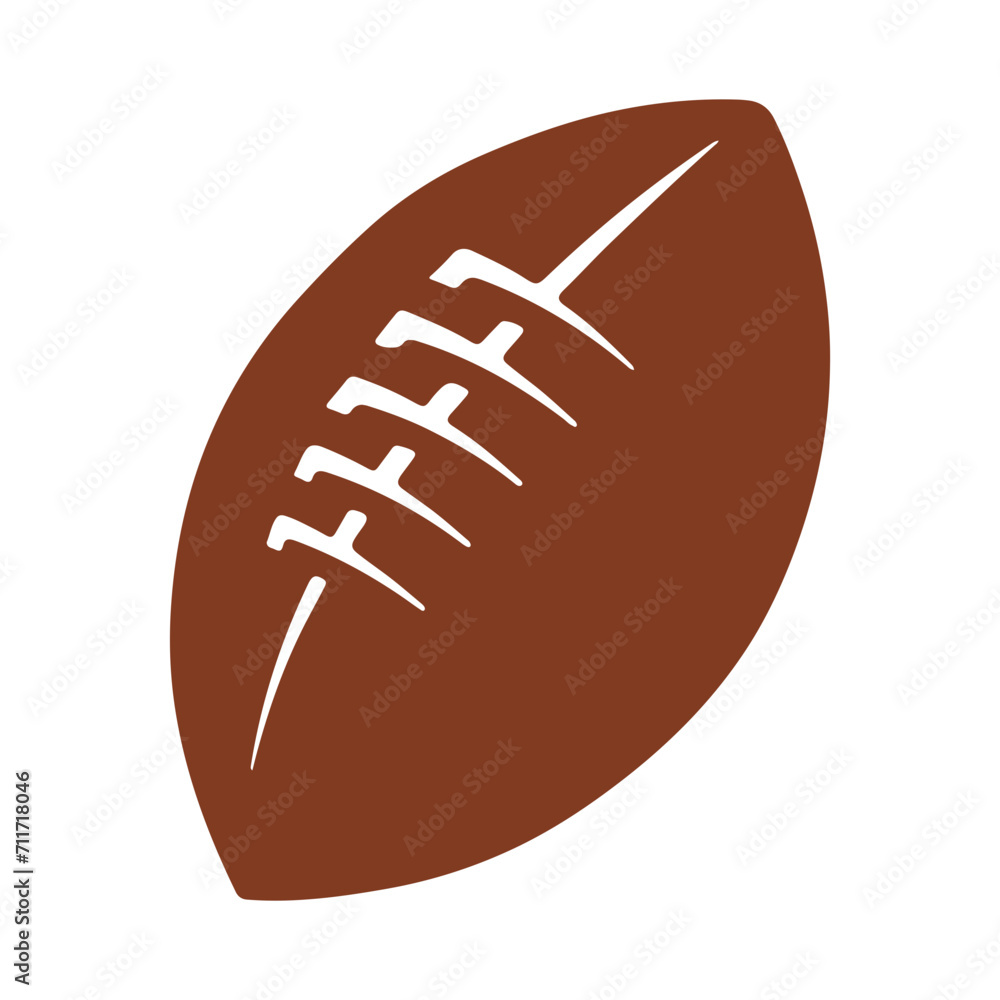 Football clip art design on plain white transparent isolated background for card, shirt, hoodie, sweatshirt, apparel, card, tag, mug, icon, poster or badge