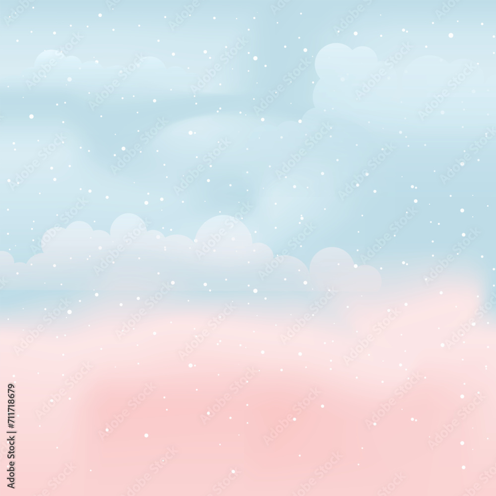 Obraz premium Cute kawaii dreamy fantasy sky background